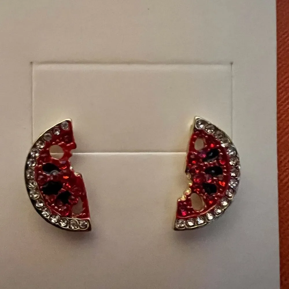 🍉 Betsey Johnson sparkling & sweet & juicy watermelon slice earrings 🍉